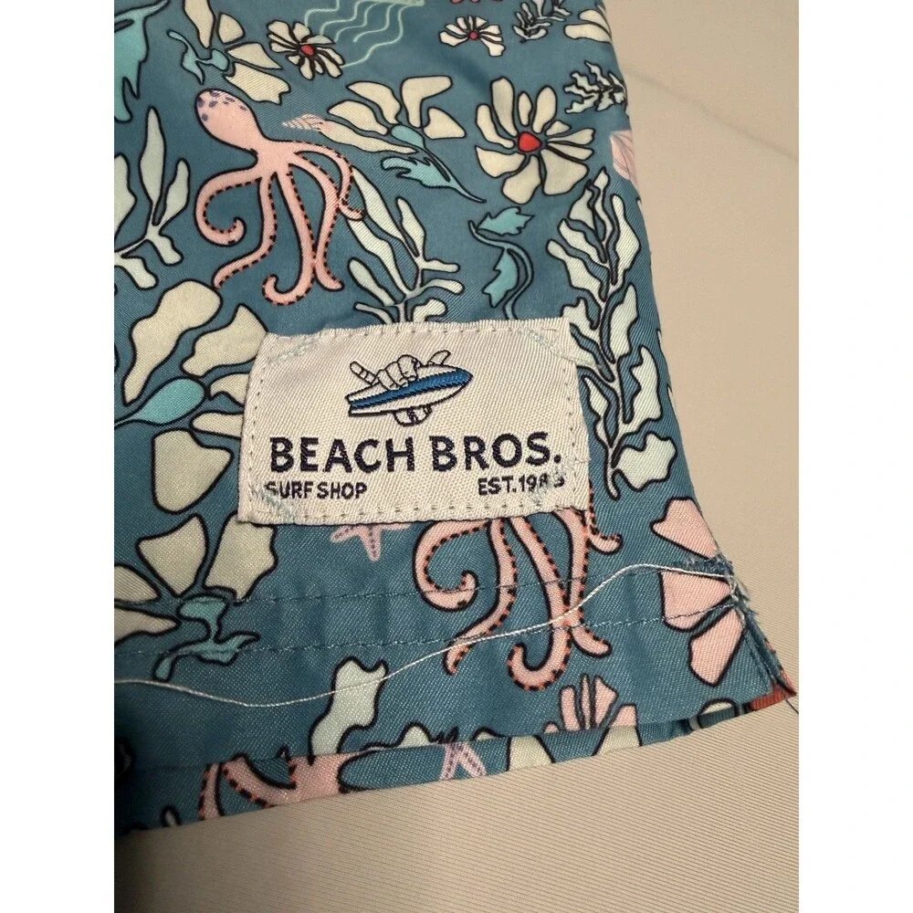 Beach Bros Swim/Board Trunks/Shorts Octopus Floral In Blue Small Summer Resort